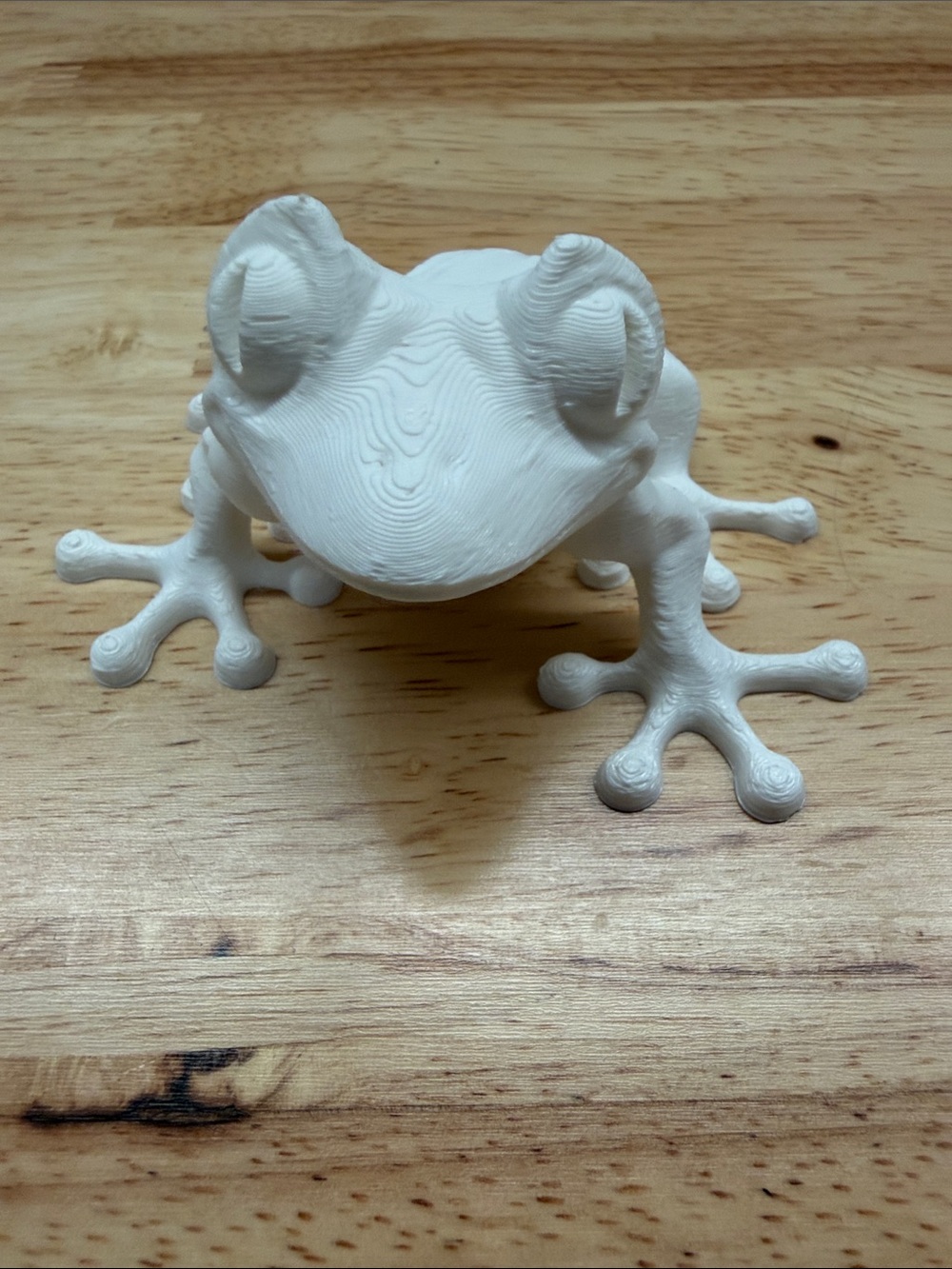 3D Printed White Frog Figurine
